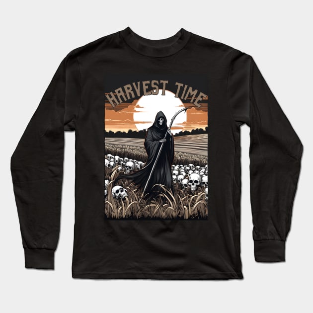 Harvest Time Reaper Long Sleeve T-Shirt by SunGraphicsLab